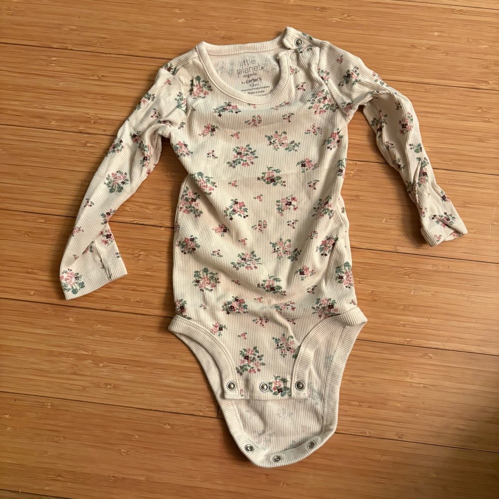 Floral Print Cream Baby Bodysuit